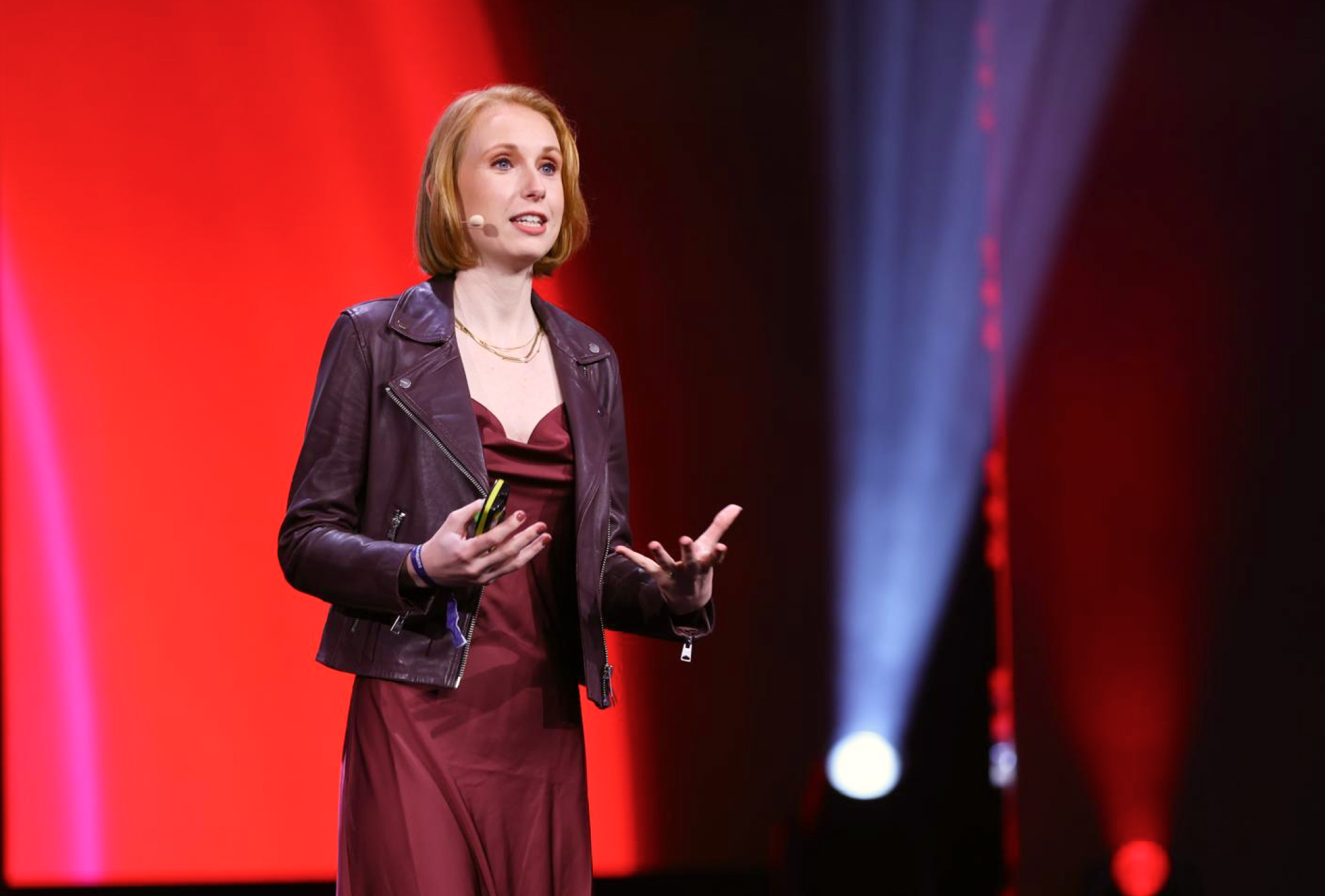 Vanessa Cann speaking at event
